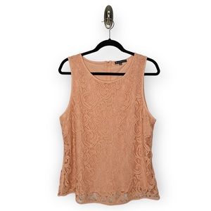 ADRIANNA PAPELLE SALMON COLOR LACE SLEEVELESS TOP SIZE XL